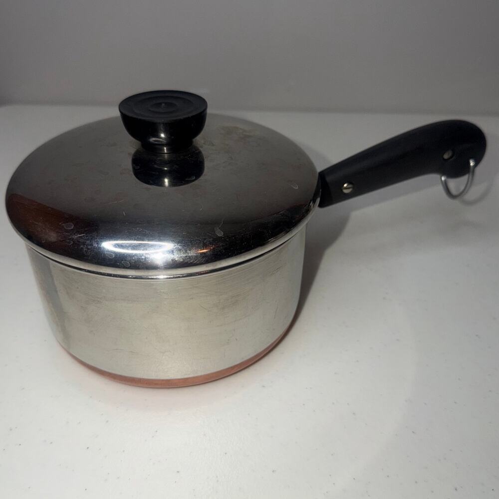 Revere Ware 1.5qt 1801 USA Copper Bottom Stainless Steel Saucepot with Lid